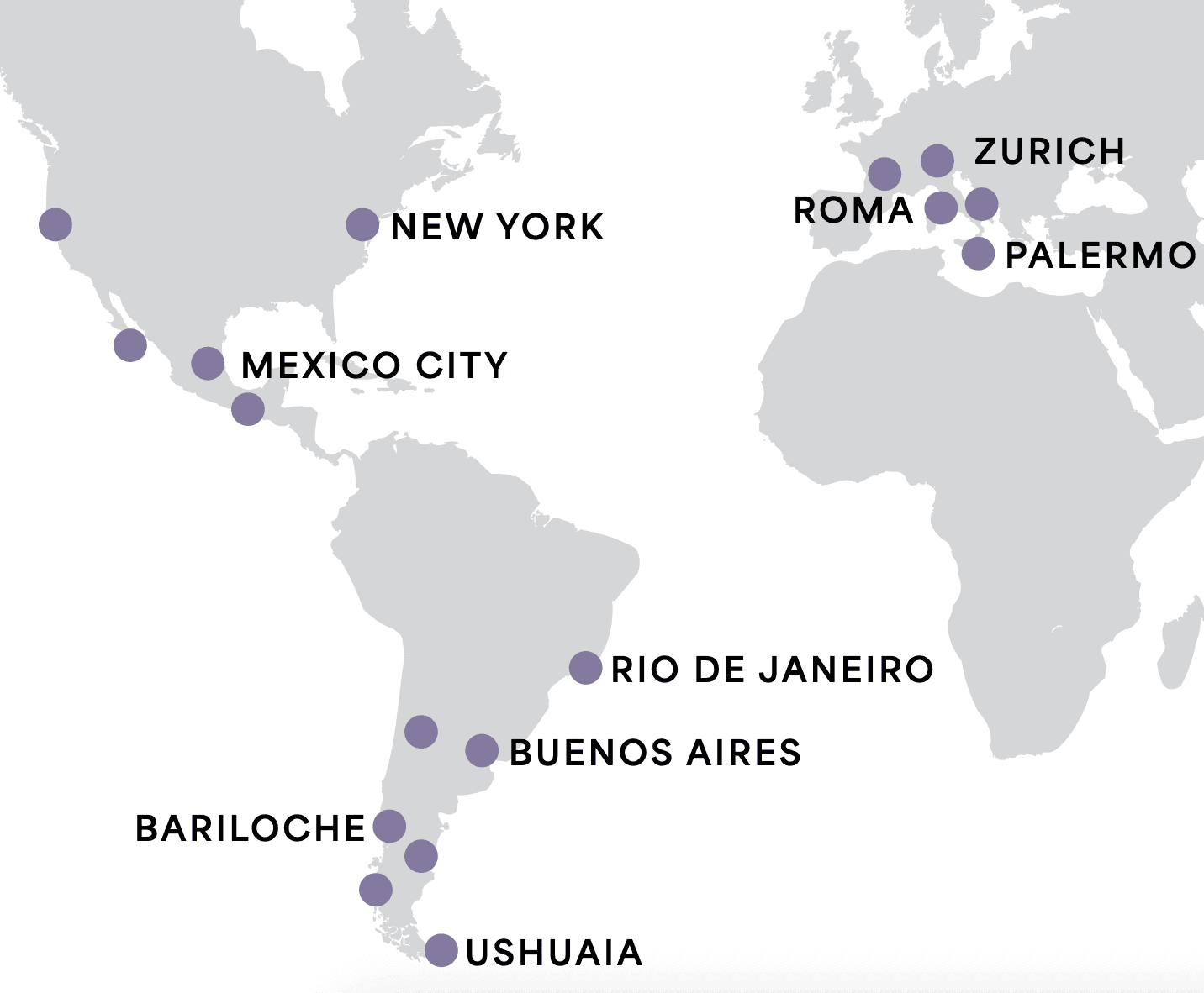 Map pins with destinations